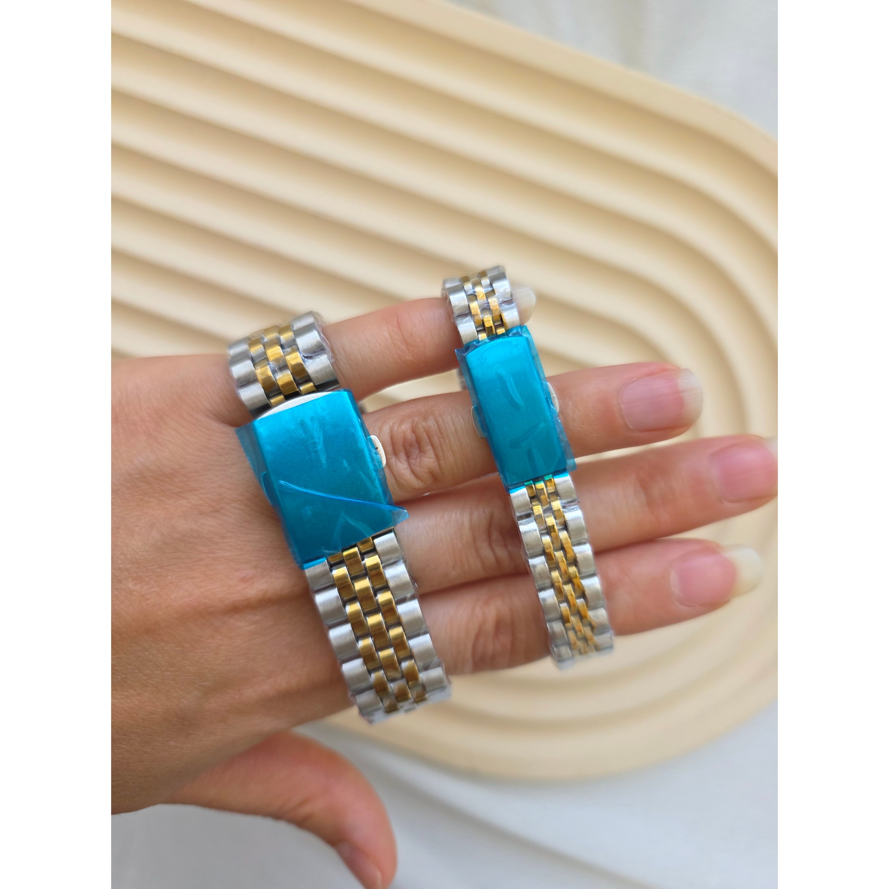 ساعت ست رولکس دورنگ نقره ای طلایی صفحه سفید