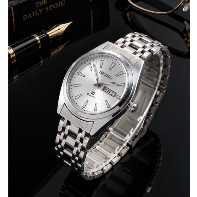 ساعت مچی مردانه دو تقویم بند استیل سیکو5 Seiko 5