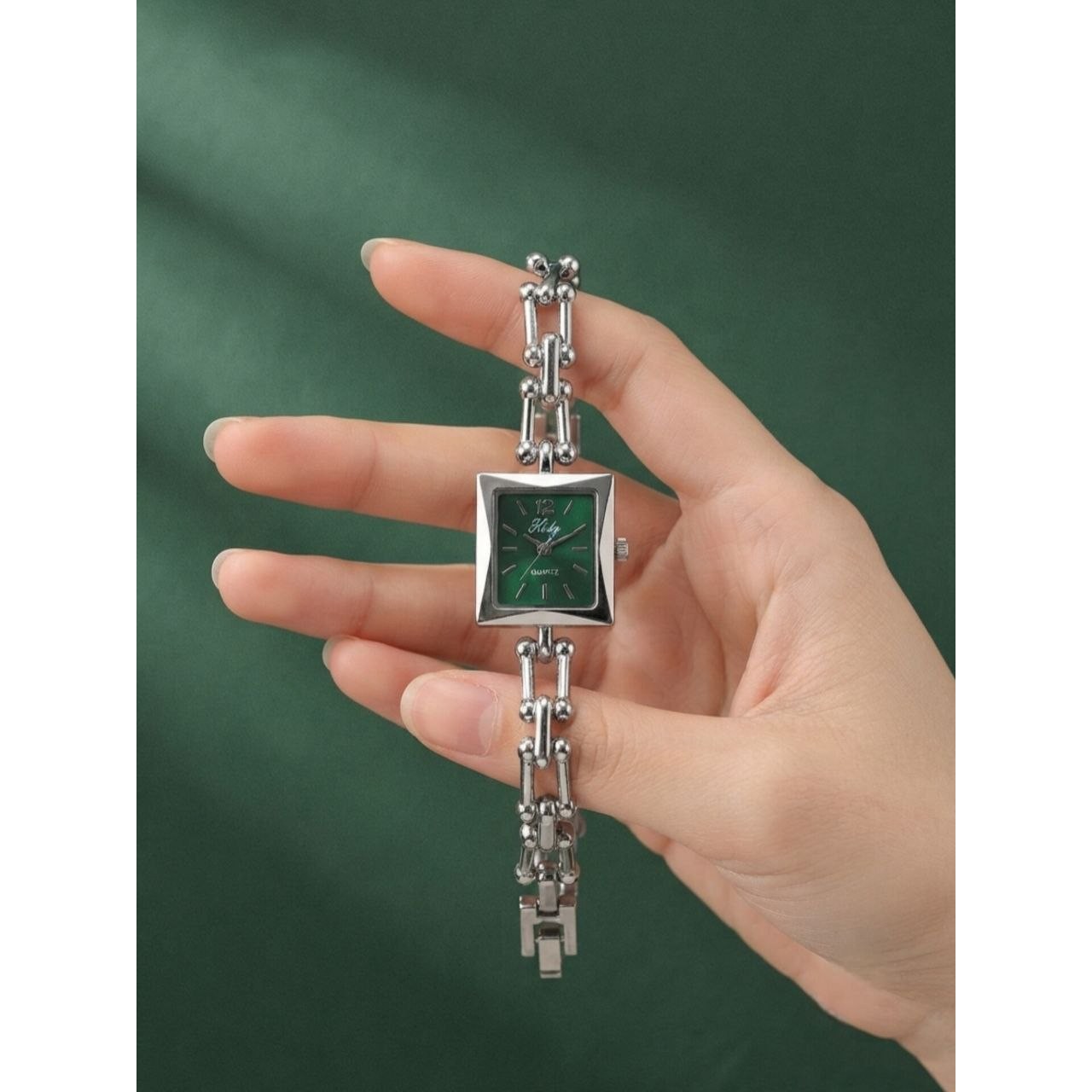 ساعت مچی زنانه بند استیل طرح کورپی مربع هیدی Hidy