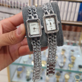 ست 5 تیکه دستبند و ساعت مچی زنانه بند استیل زنجیری طرح کارتیر Chanel