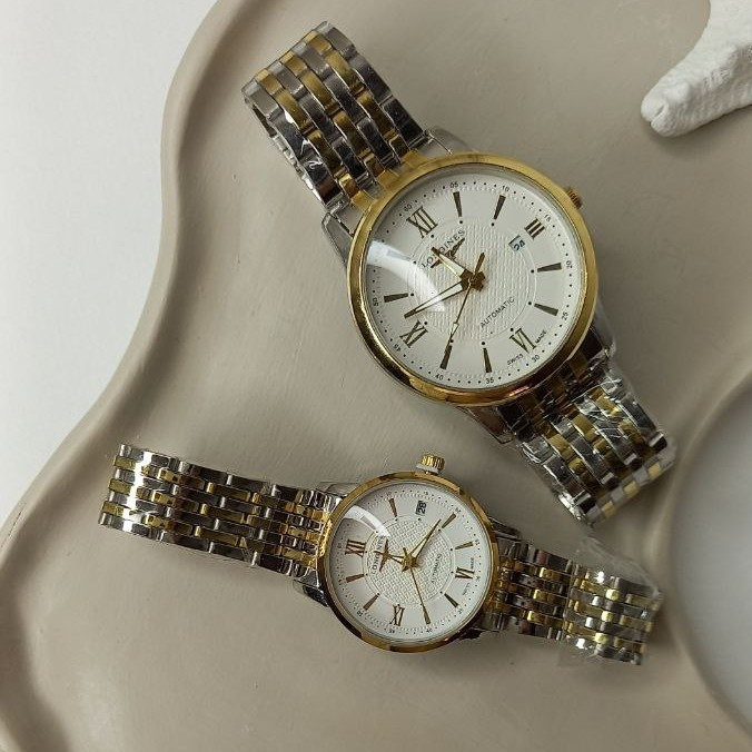 ساعت مچی زنانه مردانه بند استیل تقویم فعال لونجین longines