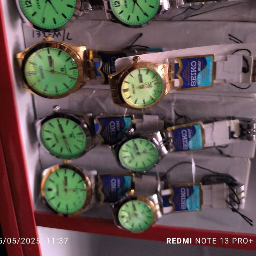 ست و تک زنانه مردانه ساعت مچی صفحه شبنما دو تقویم بند استیل سیکو Seiko 5