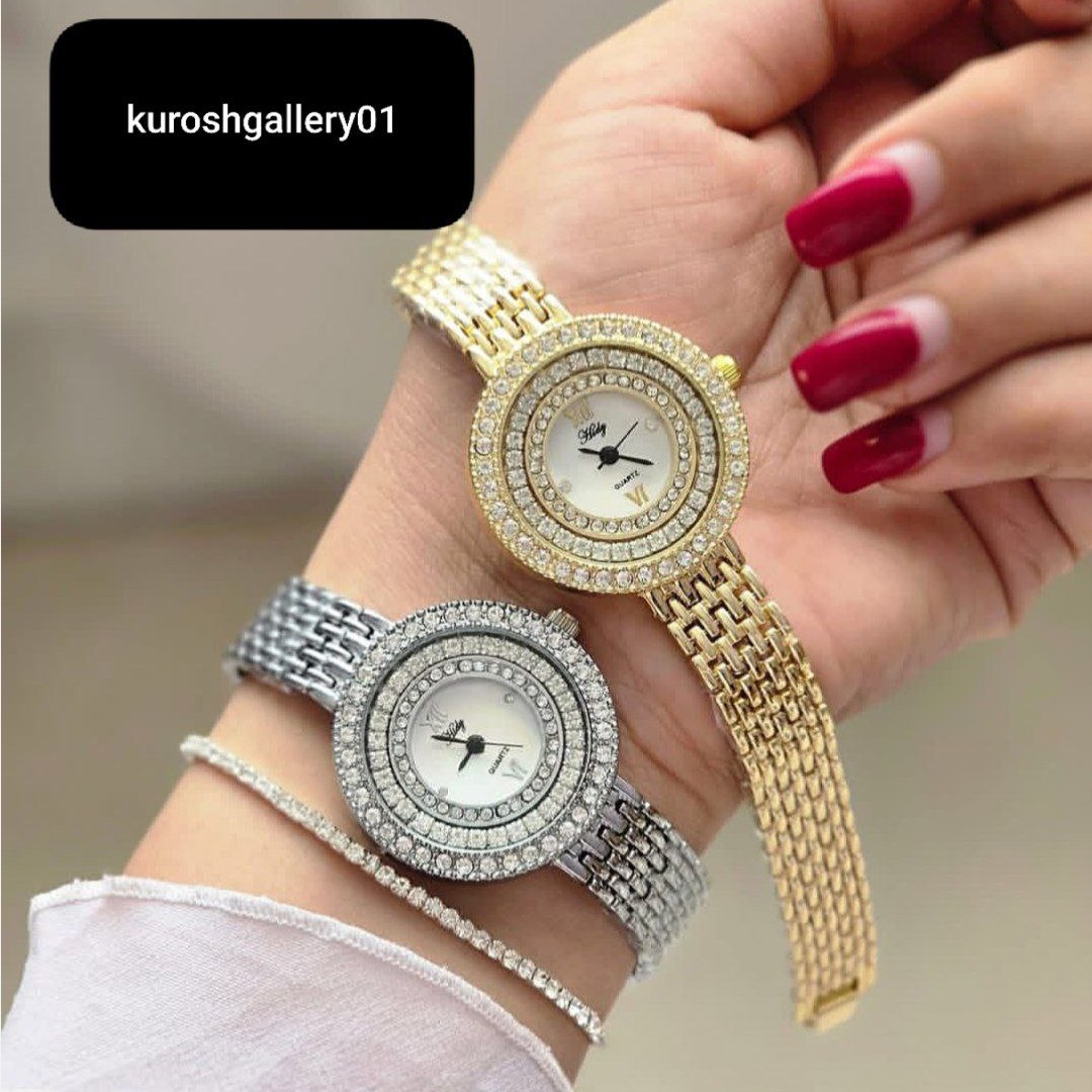 ست 5 تیکه دستبند و ساعت مچی زنانه مجلسی بند استیل طرح دستبندی هیدی hidy