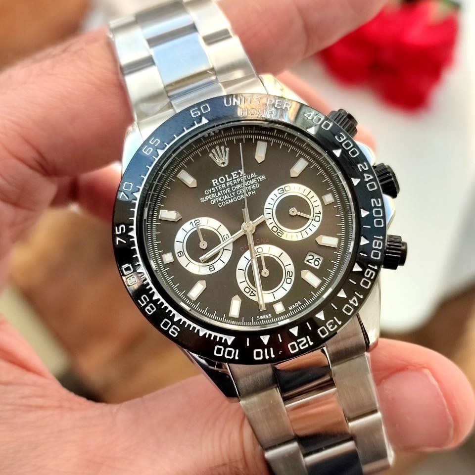 ساعت مچی مردانه رولکس Rolex دیتونا کرنوگراف daytona بند استیل قاب کربنی