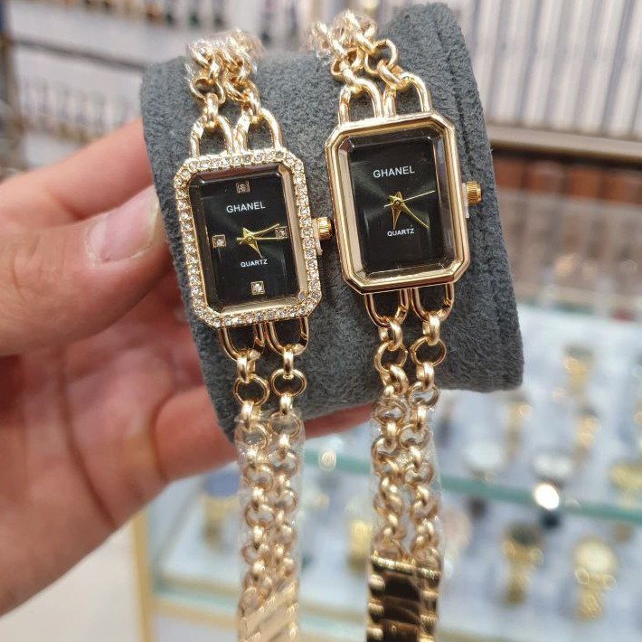 ست 5 تیکه دستبند و ساعت مچی زنانه اقتصادی بند استیل زنجیری طرح کارتیر Chanel