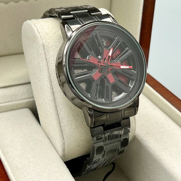 ساعت مچی مردانه صفحه متحرک چرخان طرح رینگ Wheel