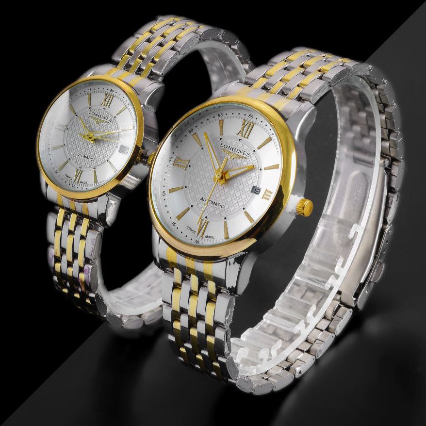 ست زنانه مردانه ساعت مچی بند استیل لونجین .longines.