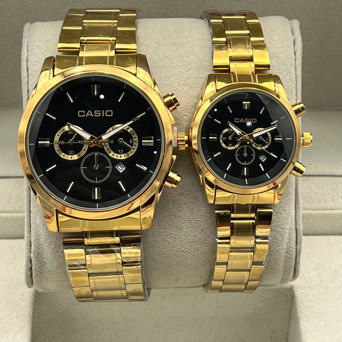 ست و تک ساعت مچی زنانه مردانه بند استیل طرح سه موتوره کاسیو ادیفایس Casio