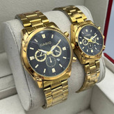 ست و تک ساعت مچی زنانه مردانه بند استیل طرح سه موتوره کاسیو ادیفایس Casio