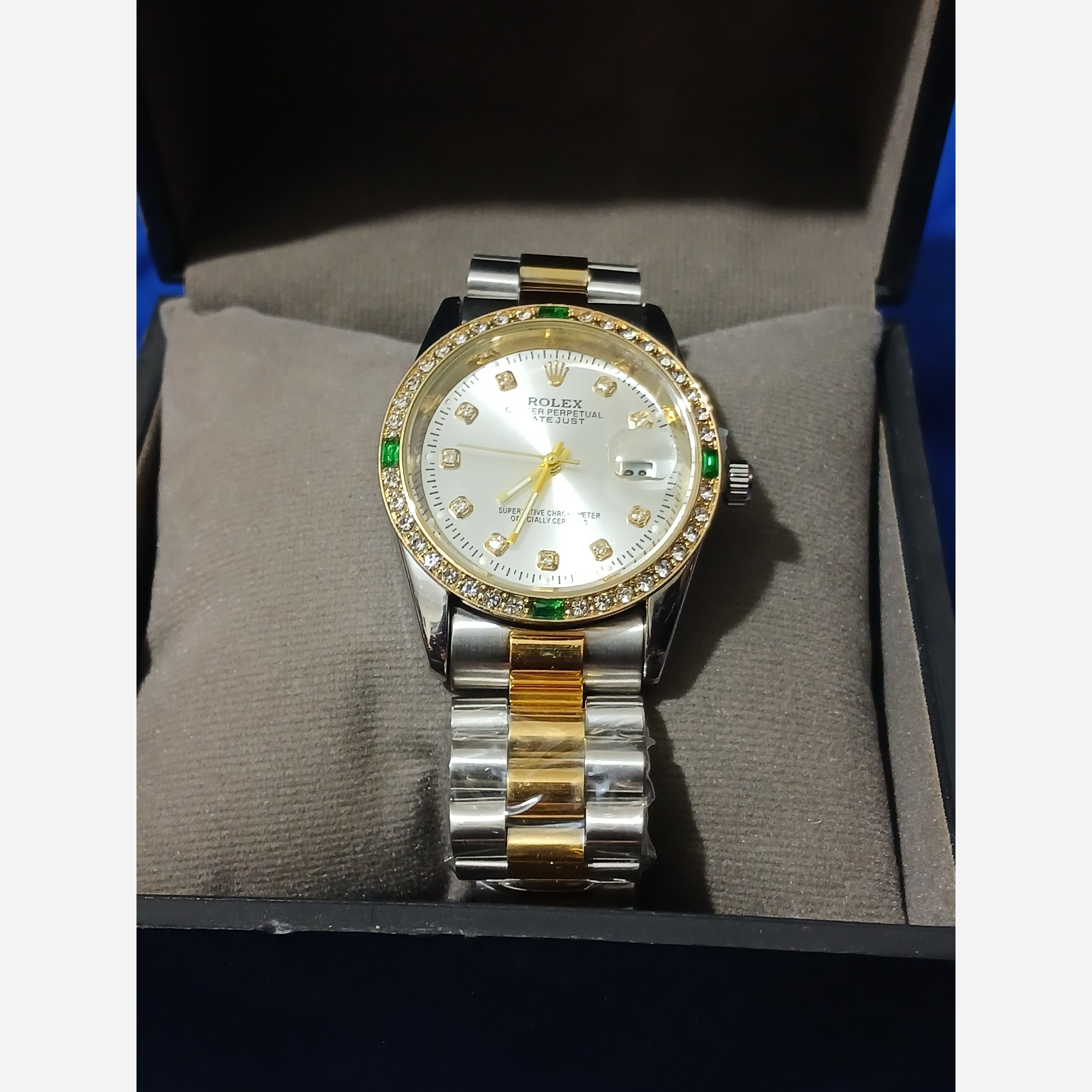 ساعت مچی رولکس قفل اصلی بند استیل توپر قاب نگینی یاقوتی Rolex