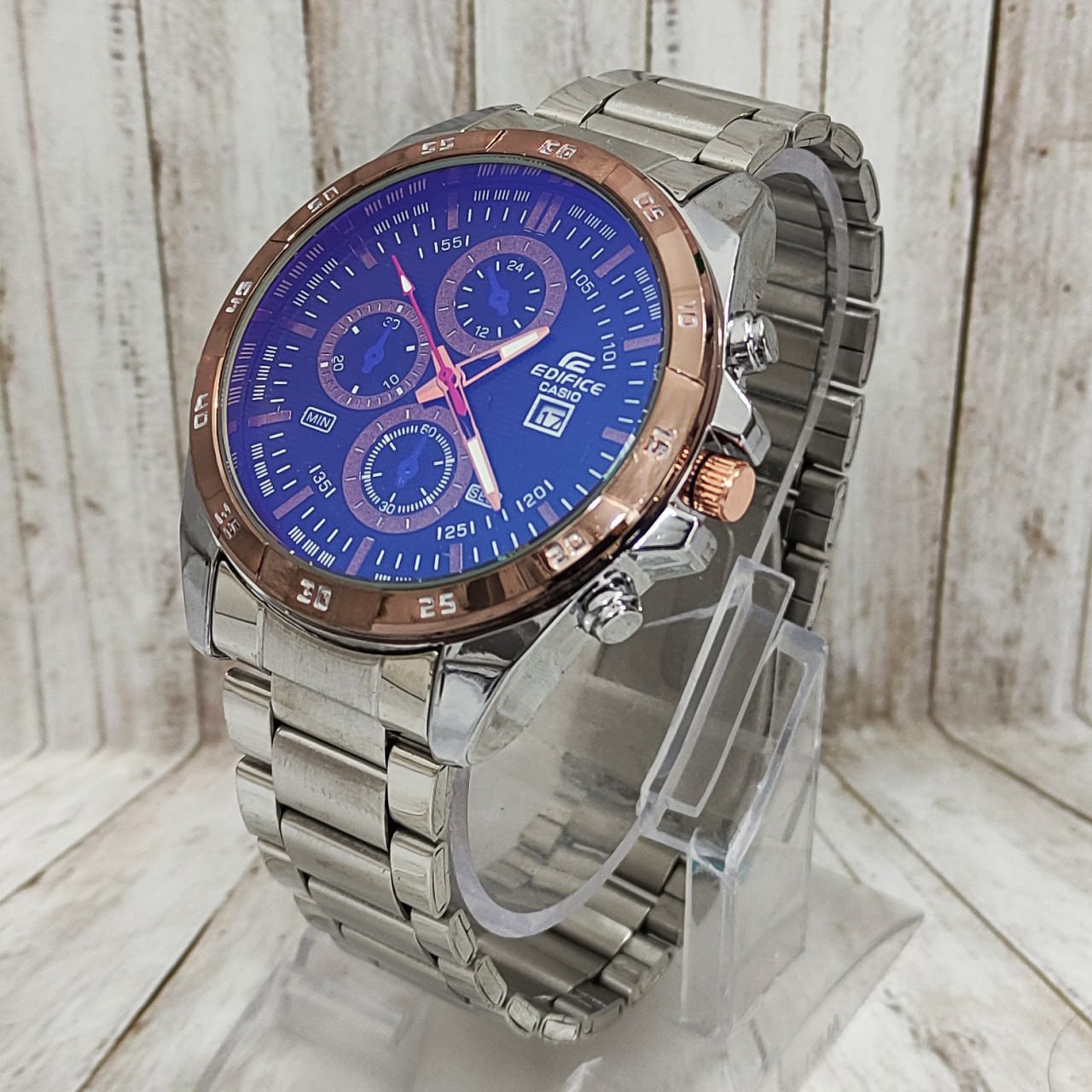 ساعت مچی مردانه بند استیل طرح سه موتوره کاسیو ادیفایس Casio