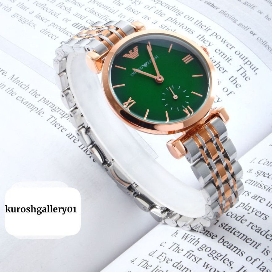 ساعت مچی زنانه دو موتور فعال زیر ثانیه امپریو ارمانی Emporio armani دارای رنگ بندی