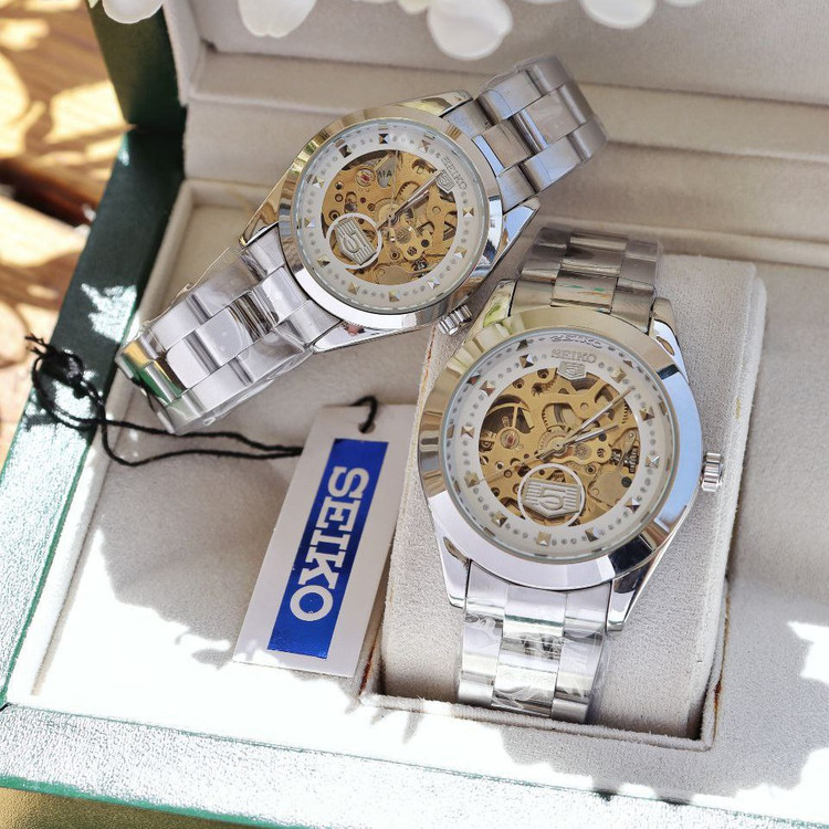 ست و تک زنانه مردانه ساعت مچی اتومات سیکو قلب باز پشت شیشه ای دارای رنگبندی SEIKO