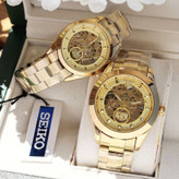 ست و تک زنانه مردانه ساعت مچی اتومات سیکو قلب باز پشت شیشه ای دارای رنگبندی SEIKO