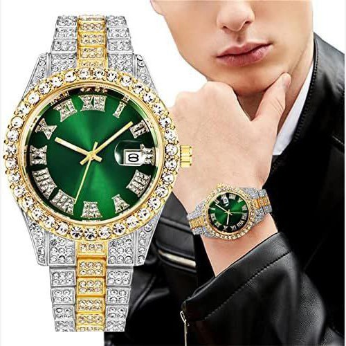 ست ساعت مچی فول استون رولکس به همراه دستبند فول استون دارای رنگبندی جذاب rolex
