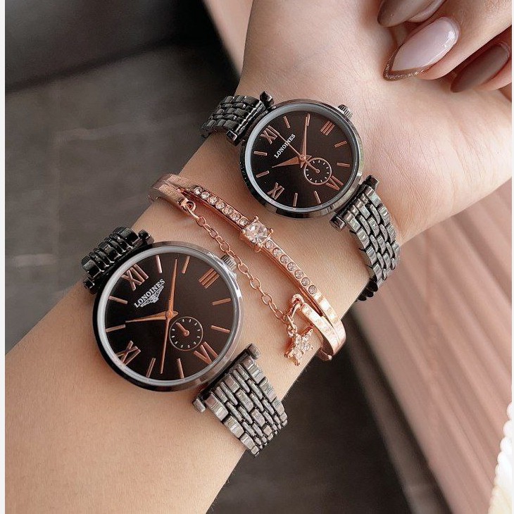 ست و تک زنانه مردانه ساعت مچی بند استیل کرکره ای لونجین Longines