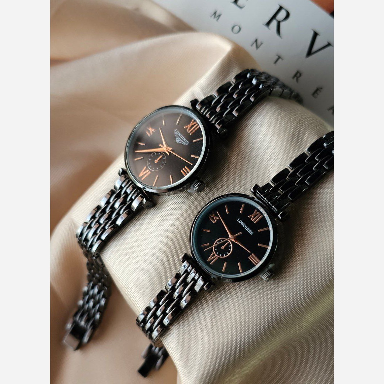 ست و تک زنانه مردانه ساعت مچی بند استیل کرکره ای لونجین Longines