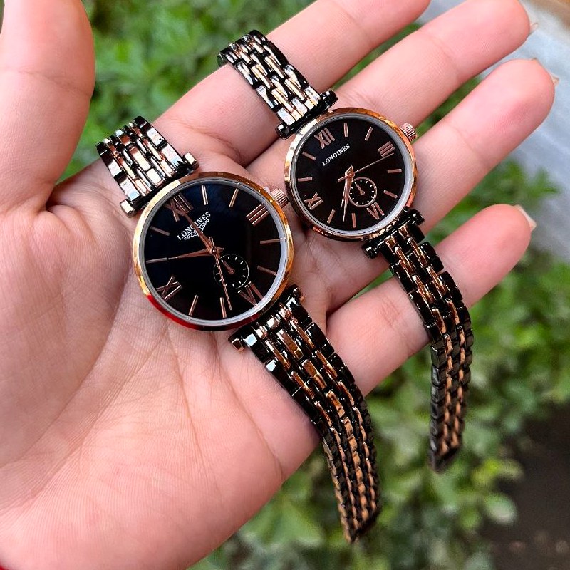 ست و تک زنانه مردانه ساعت مچی بند استیل لونجین دارای Longines
