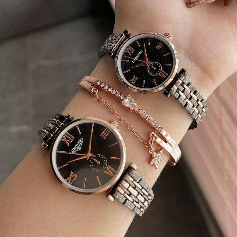 ست و تک زنانه مردانه ساعت مچی بند استیل لونجین دارای Longines