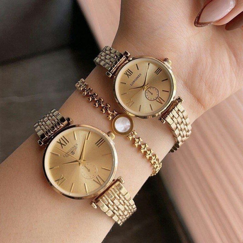 ست و تک زنانه مردانه ساعت مچی بند استیل لونجین دارای Longines