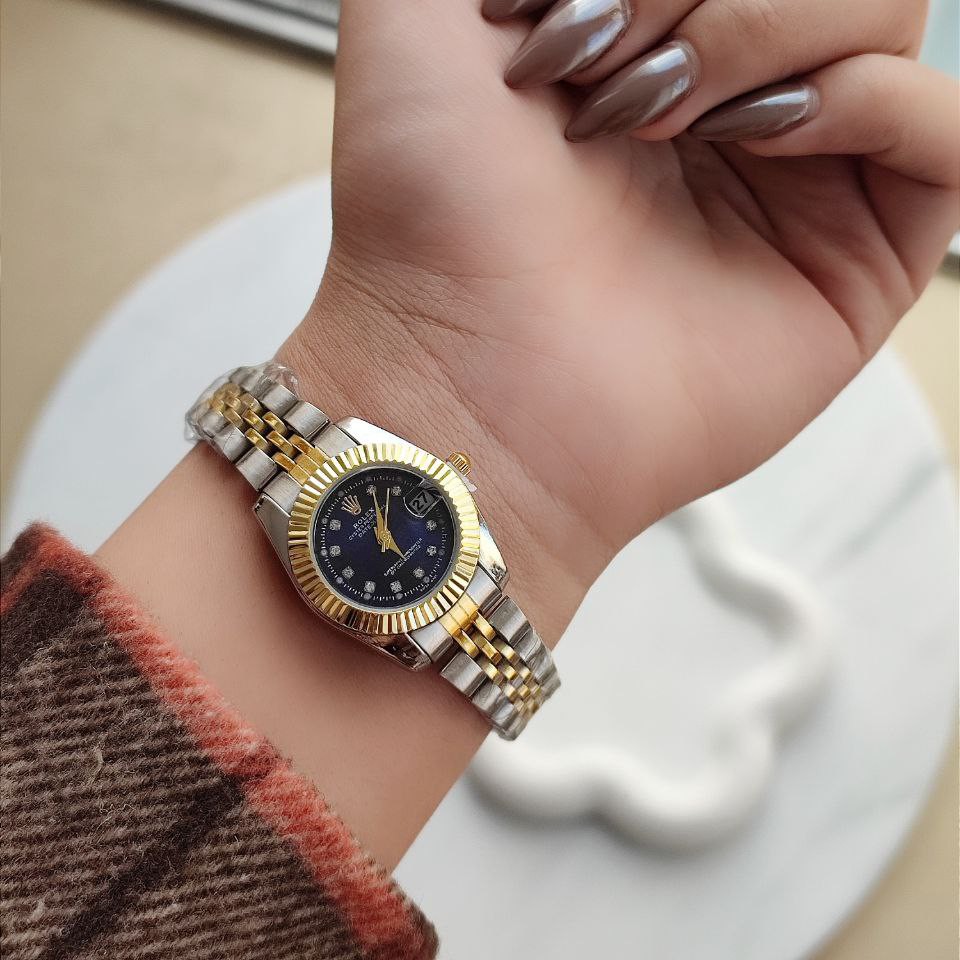 ساعت مچی زنانه رولکس دیت جاست بند استیل شیشه تلسکوپی ROLEX DATEJUST