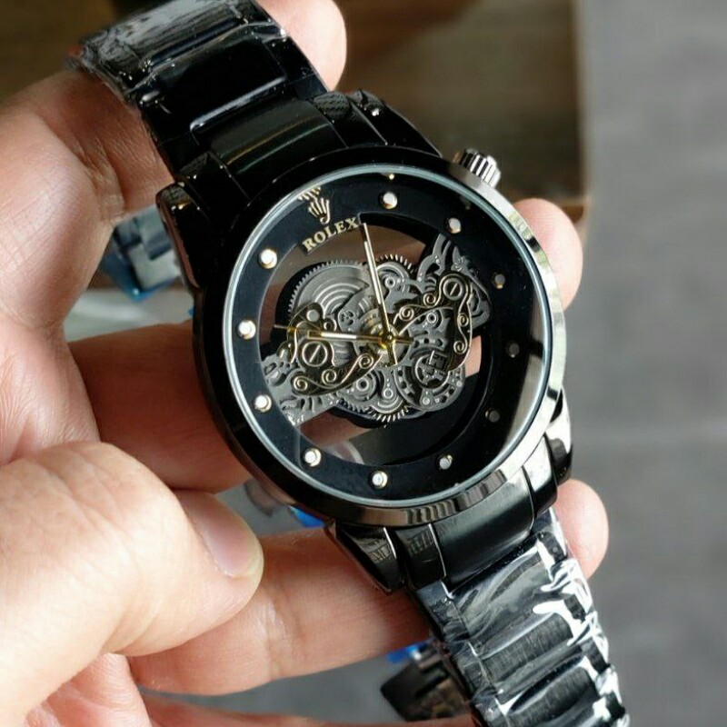 ساعت مچی مردانه کوارتز قلب باز پشت شیشه ای رولکس ROLEX