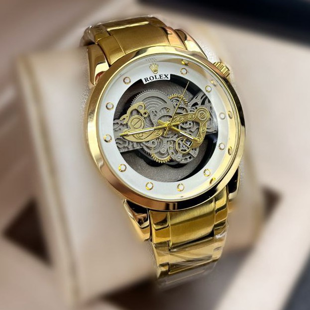 ساعت مچی مردانه کوارتز قلب باز پشت شیشه ای رولکس  ROLEX
