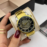 ساعت مچی مردانه کوارتز قلب باز پشت شیشه ای رولکس ROLEX