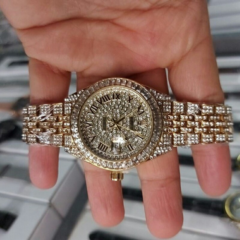 ساعت مچی زنانه مردانه فول استون رولکس کیفیت قوی موتور ژاپن Rolex