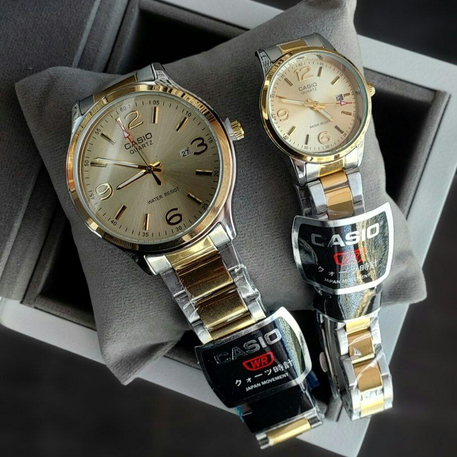 ست زنانه مردانه ساعت مچی بند استیل کیفیت مستر کاسیو Casio