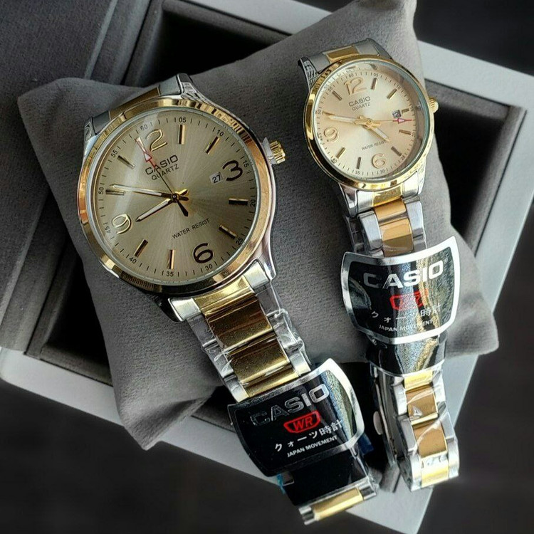 ست زنانه مردانه ساعت مچی بند استیل کیفیت مستر کاسیو Casio