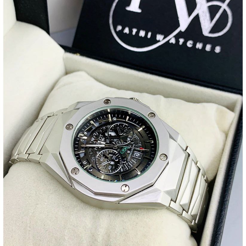 ساعت مچی مردانه بند استیل فقل پروانه ای طرح کرنو هابلوت hublot