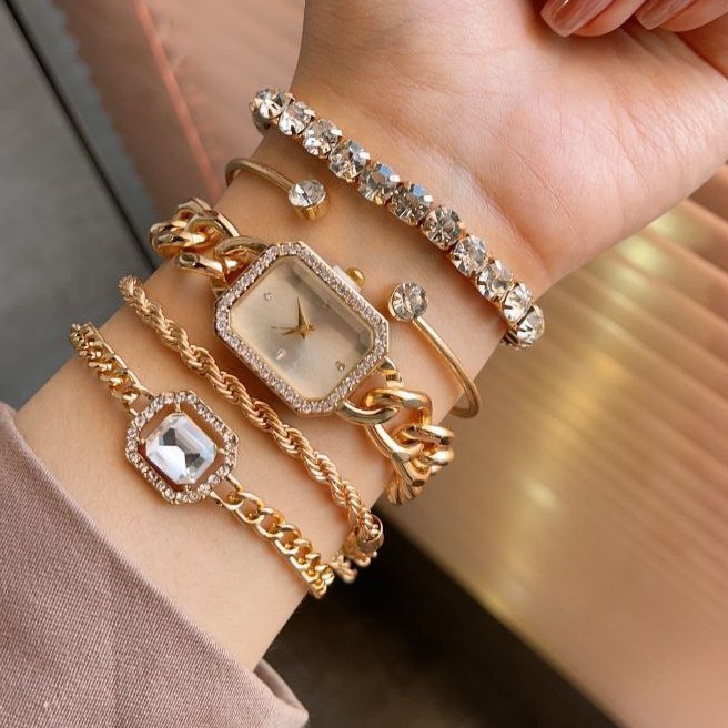ست زنانه 5 تیکه ساعت کارتیر بند هویزه Cartier