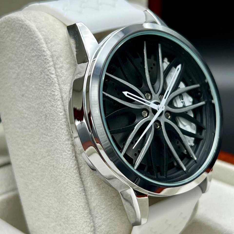 ساعت مچی مردانه بند چرم صفحه طرح رینگ BMW