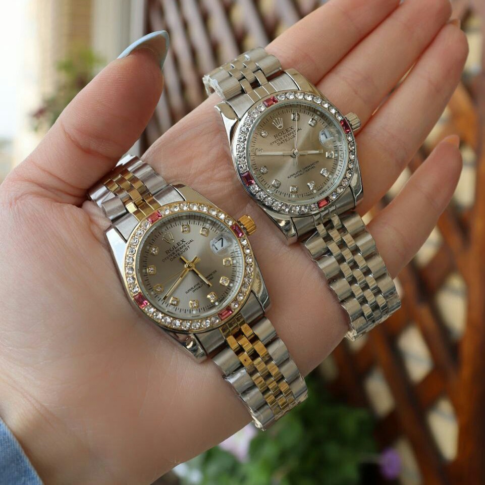 ساعت مچی زنانه قاب نگینی رولکس دیت جاست Rolex date just
