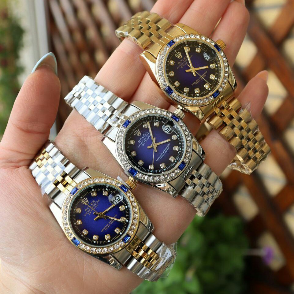ساعت مچی زنانه قاب نگینی رولکس دیت جاست Rolex date just