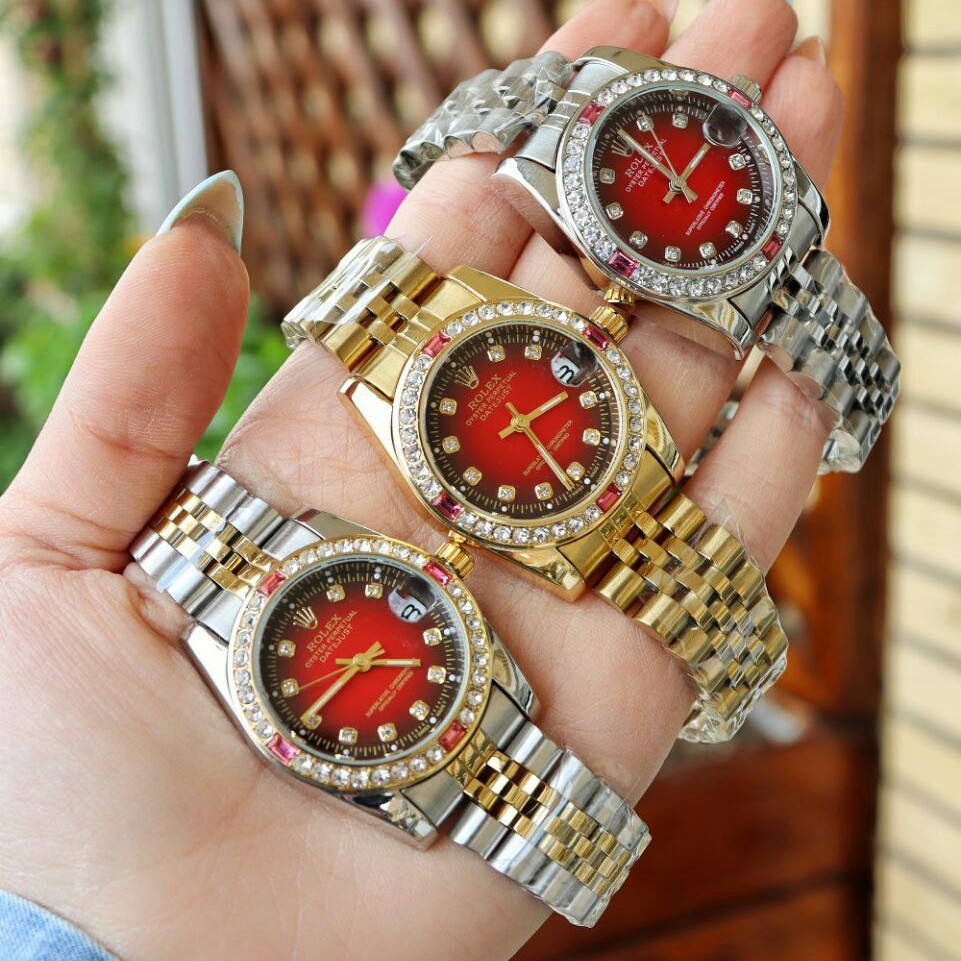 ساعت مچی زنانه قاب نگینی رولکس دیت جاست Rolex date just
