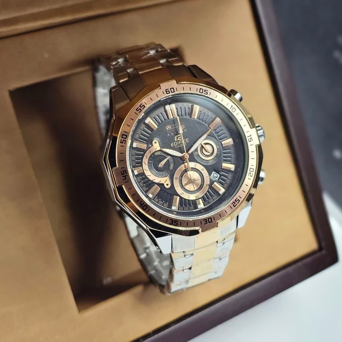 ساعت مچی مردانه 3 موتور فعال کرنوگراف بند استیل رنگ ثابت کاسیو ادیفایس Casio