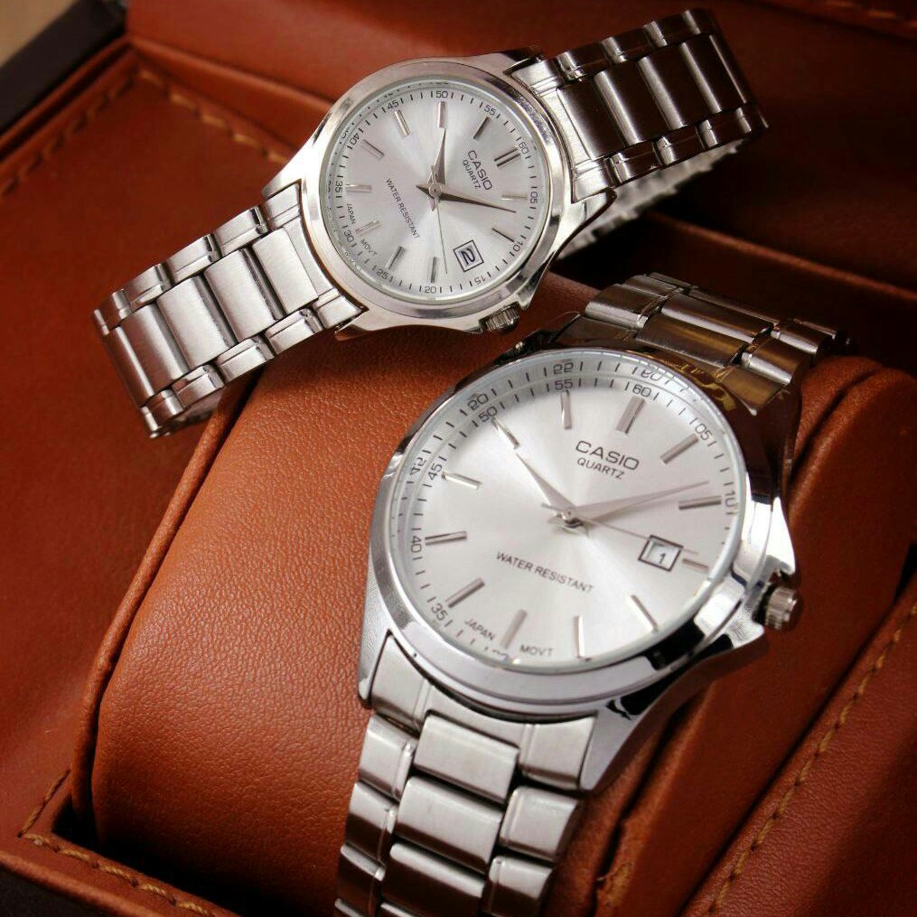 ساعت مچی ست زنانه مردانه کاسیو بند استیل Casio