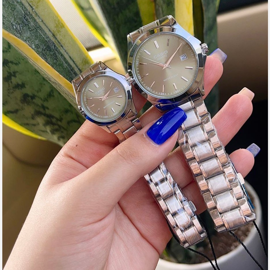 ست زنانه مردانه ساعت مچی کاسیو بند استیل Casio