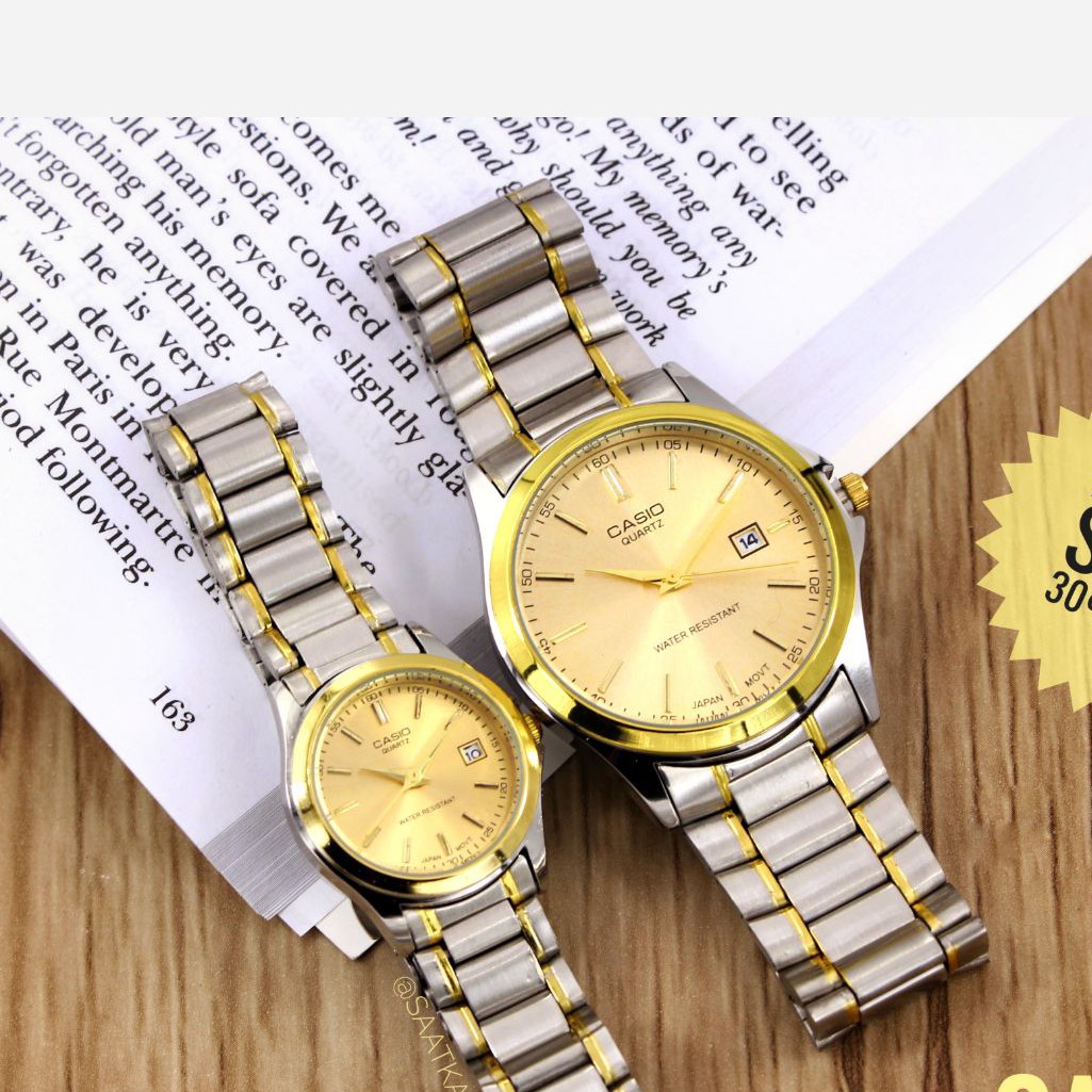 ست زنانه مردانه ساعت مچی کاسیو بند استیل Casio