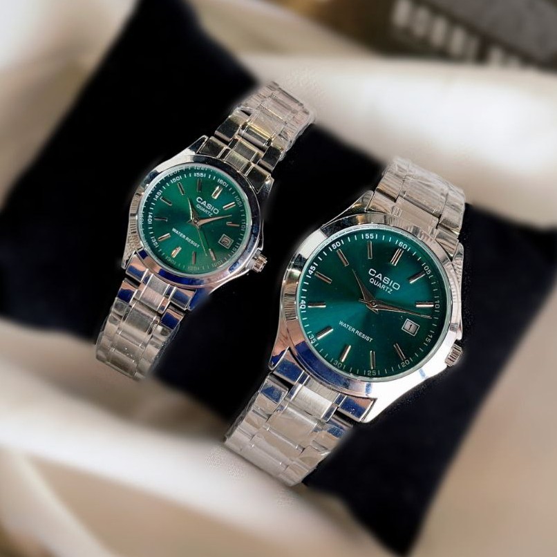 ست زنانه مردانه ساعت مچی کاسیو بند استیل Casio