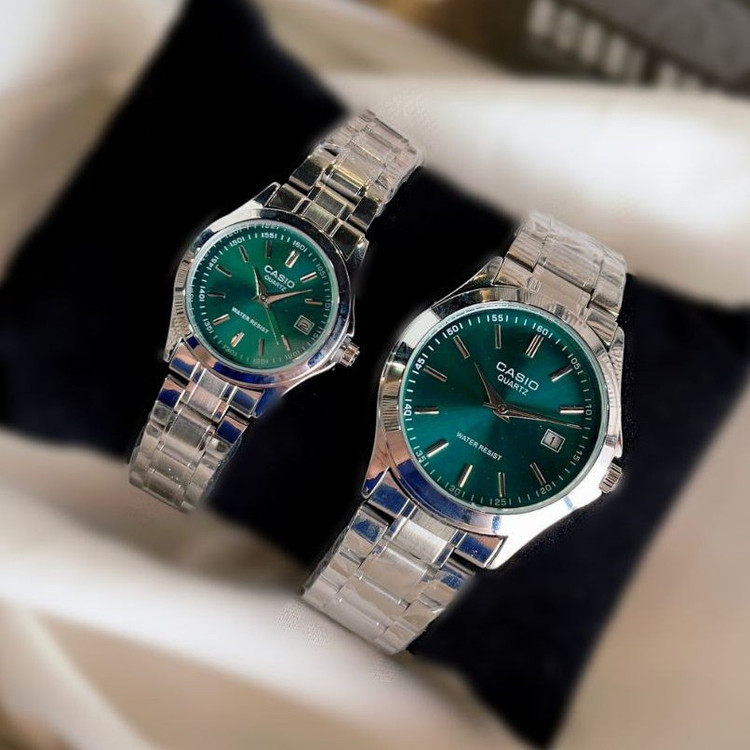 ست زنانه مردانه ساعت مچی کاسیو بند استیل Casio