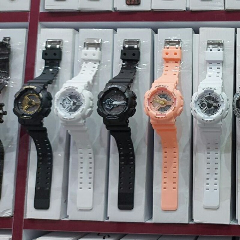 ساعت مچی دخترانه و پسرانه دوزمانه اسپرت ضداب پمپی Sport watch