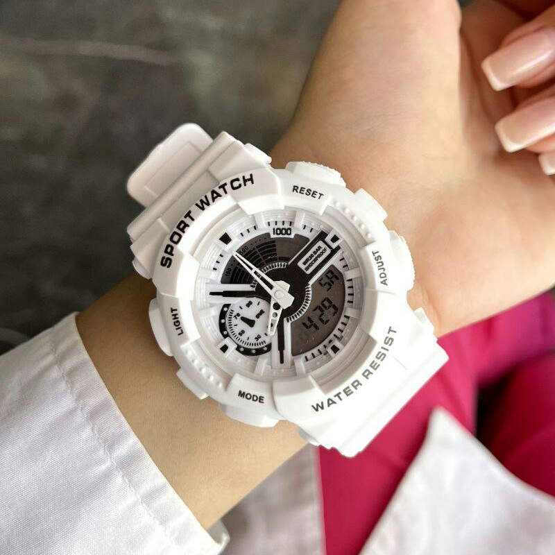 ساعت مچی دخترانه و پسرانه دوزمانه اسپرت ضداب پمپی Sport watch