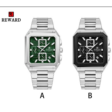 ساعت مچی مردانه اورجینال سه موتور فعال کرنوگراف بند استیل رنگ ثابت و ضدآب ریوارد Reward