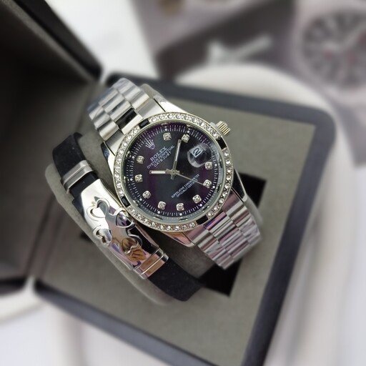 ساعت مچی رولکس قفل اصلی بند استیل توپر قاب یاقوتی Rolex