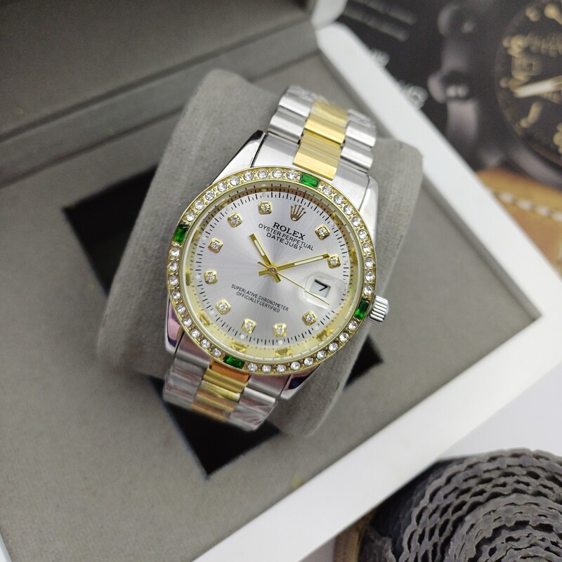 ساعت مچی رولکس قفل اصلی بند استیل توپر قاب یاقوتی Rolex