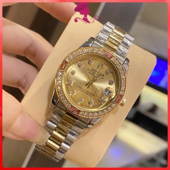 ساعت مچی رولکس قفل اصلی بند استیل توپر قاب یاقوتی Rolex