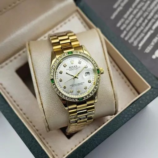ساعت مچی رولکس قفل اصلی بند استیل توپر قاب یاقوتی Rolex